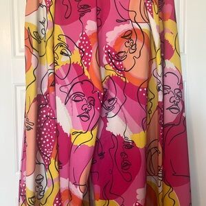 Artistic Print Wide Leg Pants